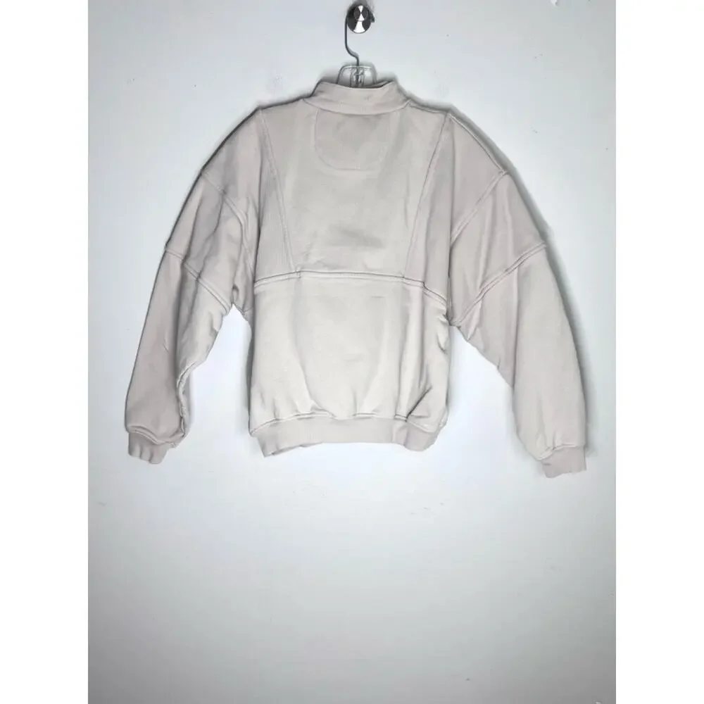 Joah Brown Retro Half-Zip Pullover Oversized Sweater Sandy Ecru Sz S/M